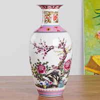 antique jingdezhen vintage ceramic vase desk accessories crafts pink flower traditional porcelain chinese vase