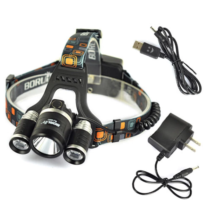 Boruit 30 Вт 8000LM 3x XM L2 LED 18650 налобный фонарь USB лампа + зарядное устройство