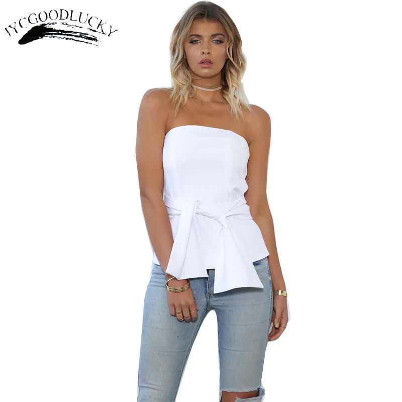 Топ женский с открытыми плечами пикантная бандажная Майка без бретелек