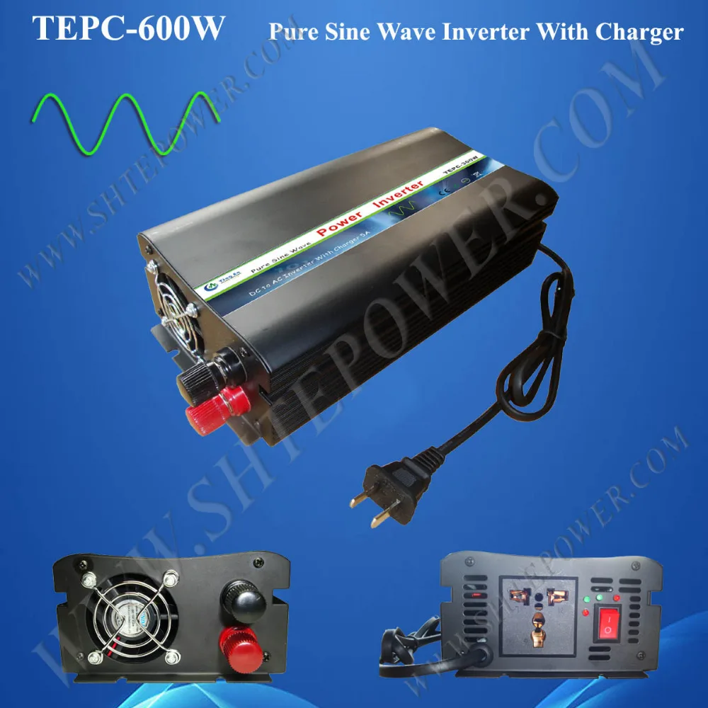 Чистая синусоида Инвертор DC 12V 24V вход 600W TEPC-600W новые продукты инвертор с зарядным