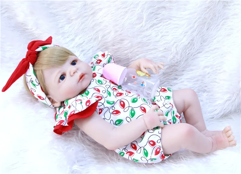 

55cm Full Body Slicone Reborn Baby Doll Toy For Girls Vinyl Newborn Girl Babies Dolls Lifelike Kids bebe gift reborn bonecas