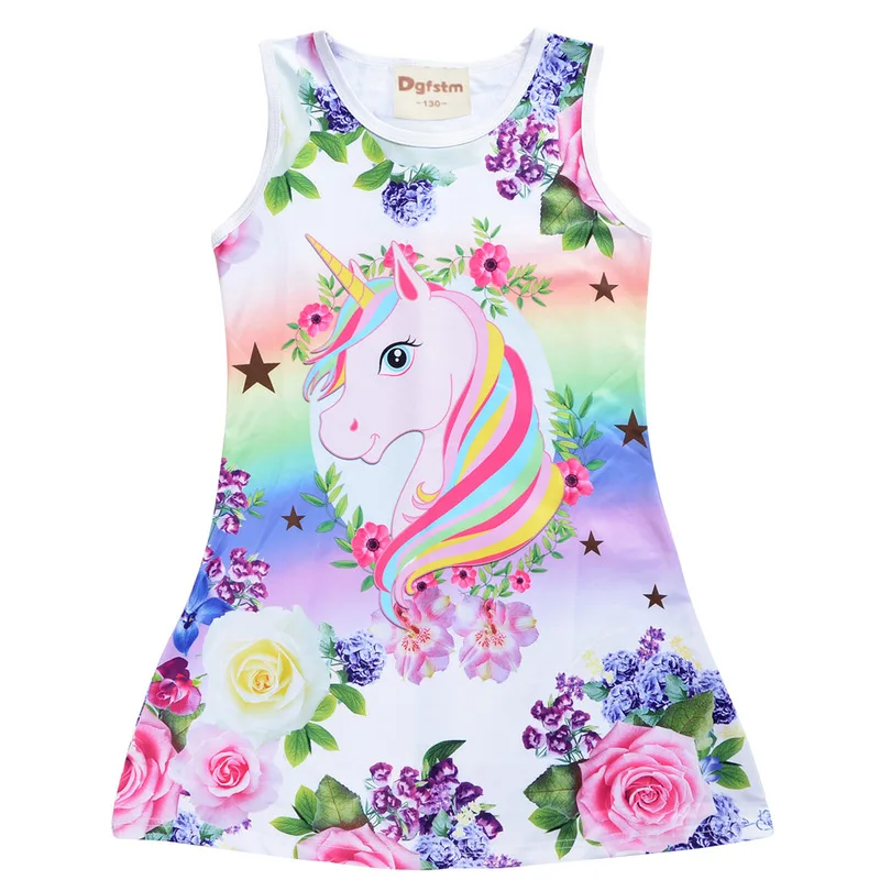2019 New Arrivals Baby Kids Dresses Girls Licorn Dress Sleeveless Clothing Children Princess Party elegant Unicorn Clothes | Детская
