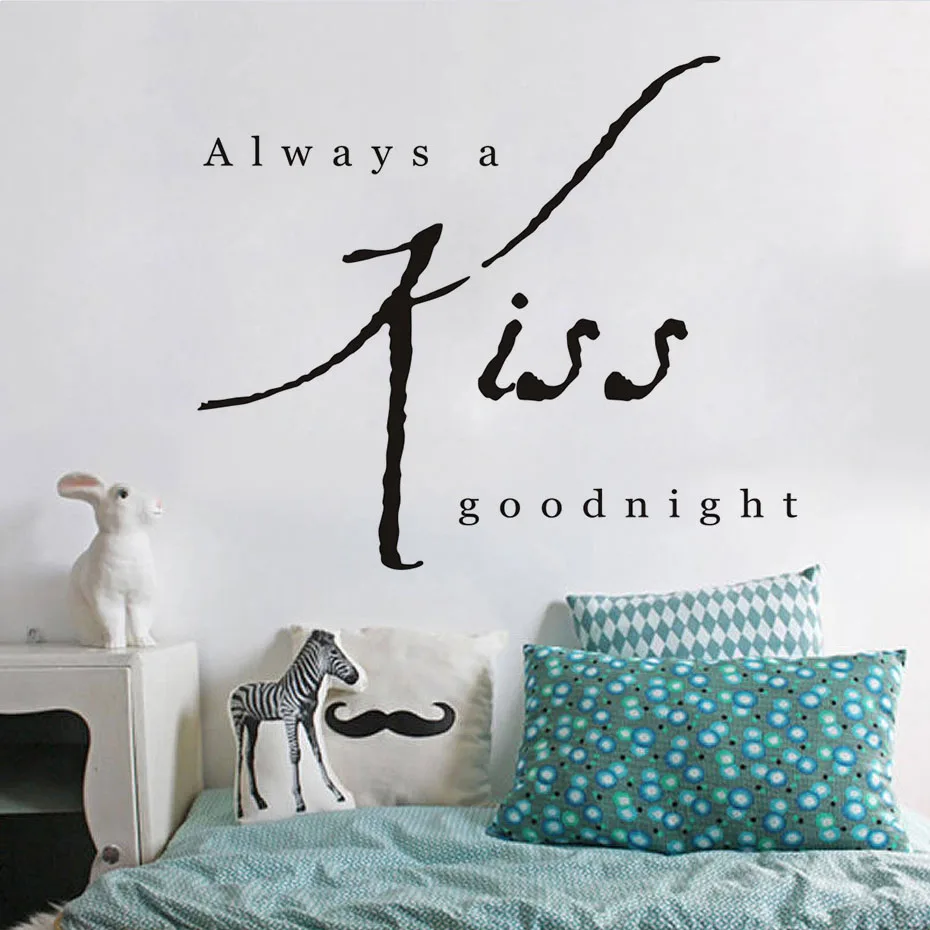 Наклейки на стену с надписью Always Kiss Me Goodnight Love романтическая цитата украшение для