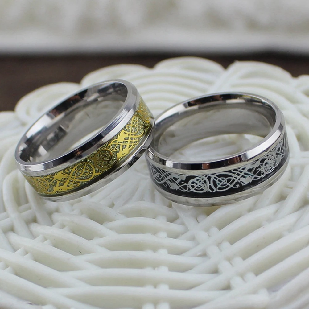 Уникальный Титан Сталь кельтский Дракон Узор Свадебные 8 мм кольцо Jewelry Accessoris