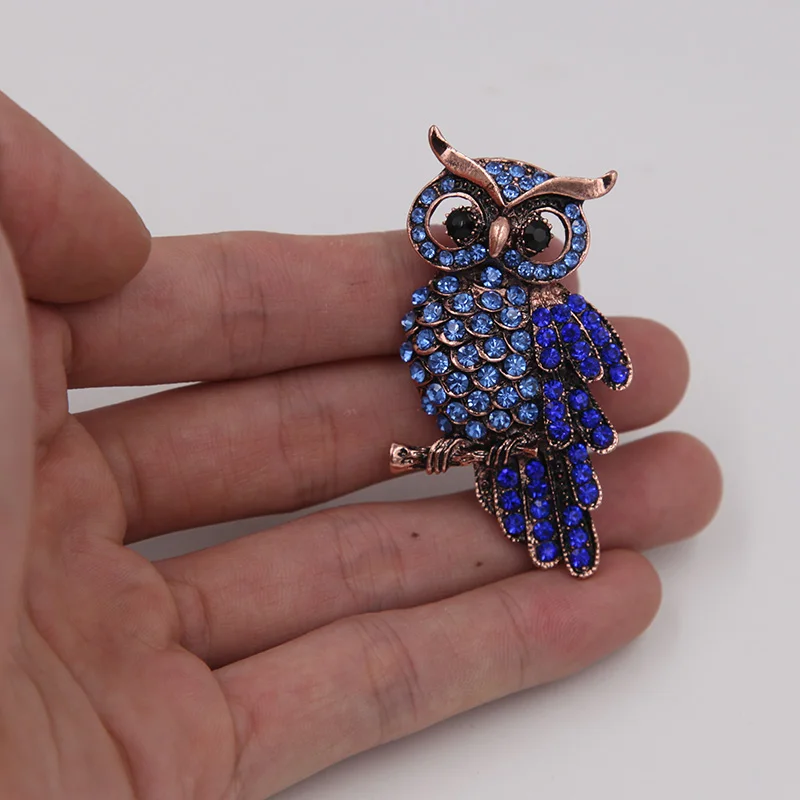 Винтажный аксессуар в виде античной синей совы|Броши| |