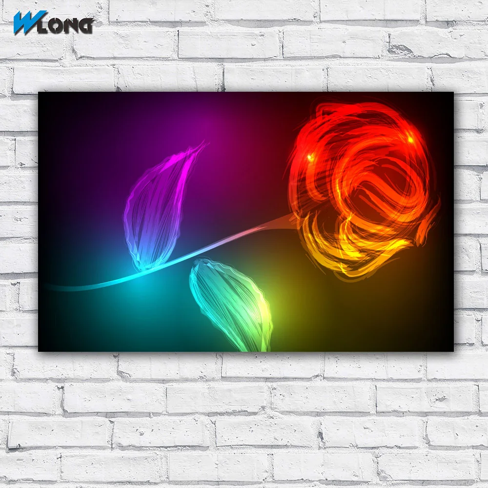 Большой размер Печать масляная краска Роза неоновые цвета настенное искусство