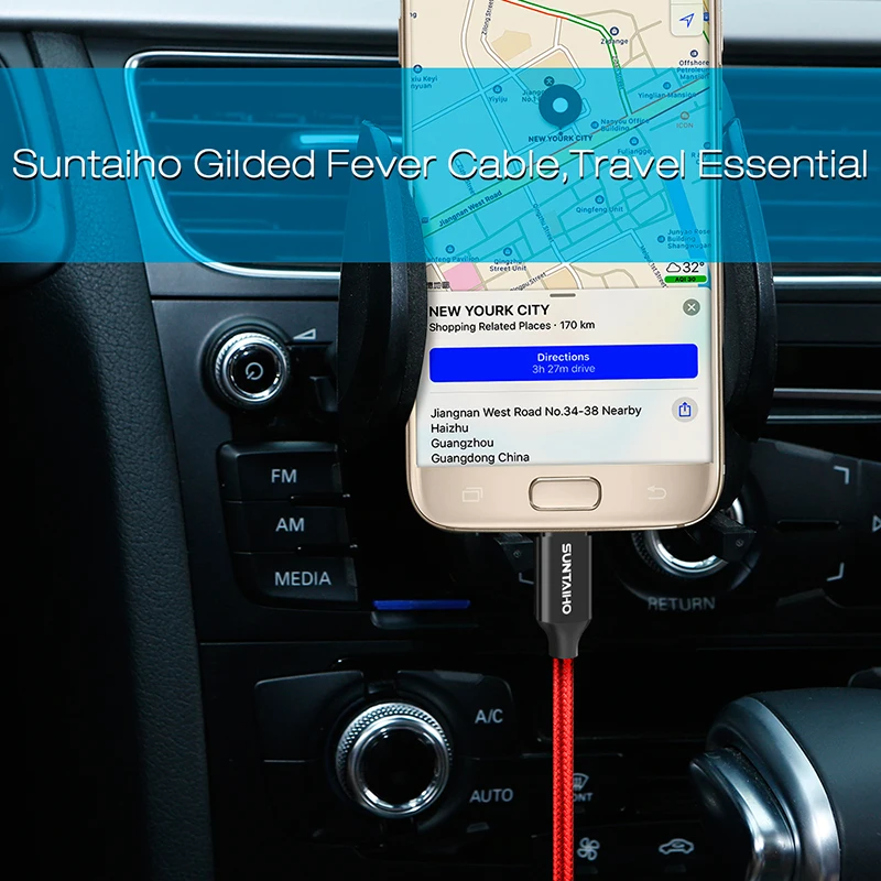 Micro USB кабель для samsung Galaxy Suntaiho 5V2. 5A металлический нейлоновый плетеный провод