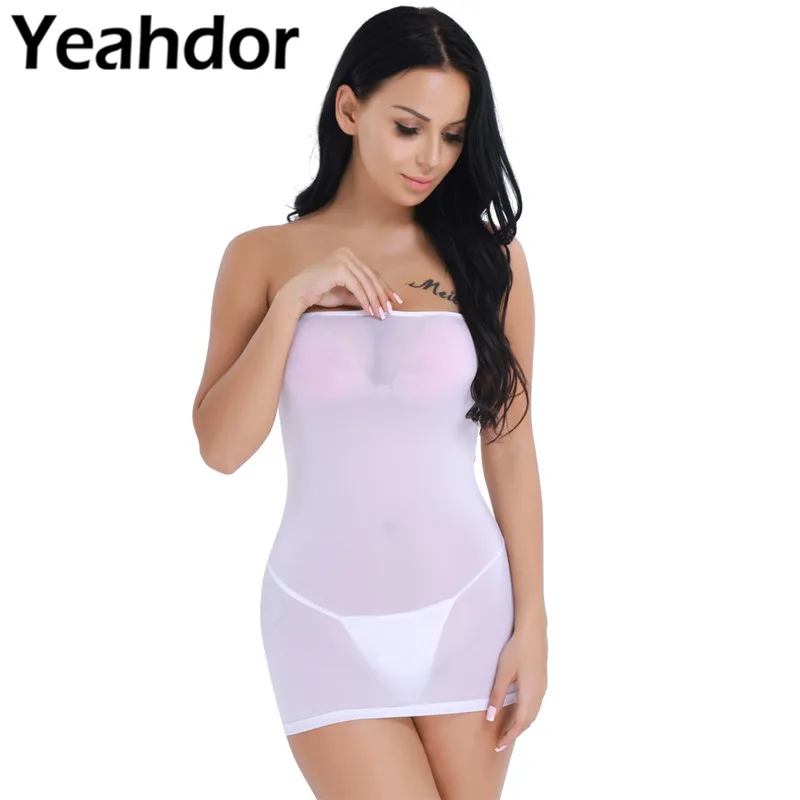 Сексуальное женское ультра тонкое Женское платье без бретелек с длинным топом