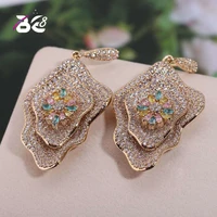 be 8 brand hot new elegant bridal flower shape drop earring long dangle statement earrings for women jewelry e716