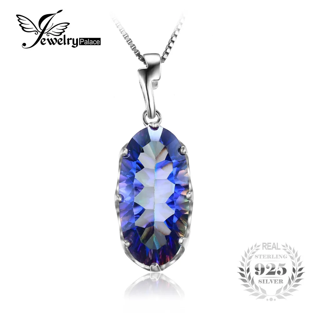 JewelryPalace 11.8ct Подлинная Мистический Синий Радуга Топаз Подвеска Твердые