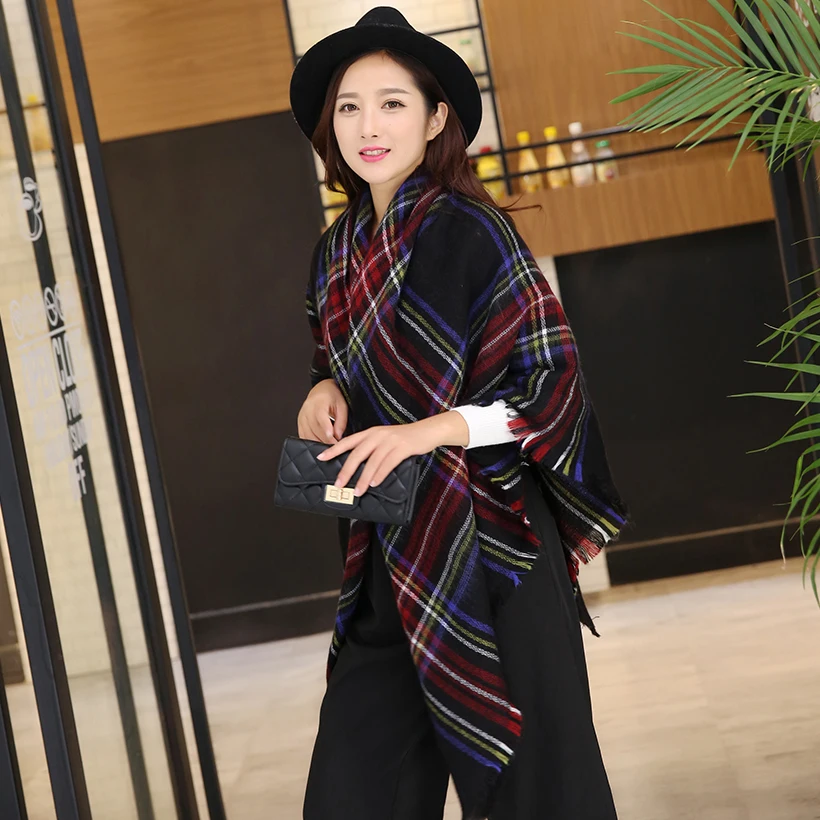 Новый дизайн большой клетчатый размер Модный печатный рисунок женский шарф