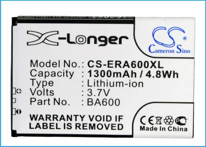 Аккумулятор Cameron Sino 1300 мАч BA600 для Sony Ericsson Kumquat LT16 LT16i ST25 ST25i Xperia U|battery ba600|1300mah