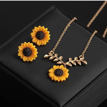 1 Набор нежный подсолнечник подвеска ожерелье серьги для женщин креативное