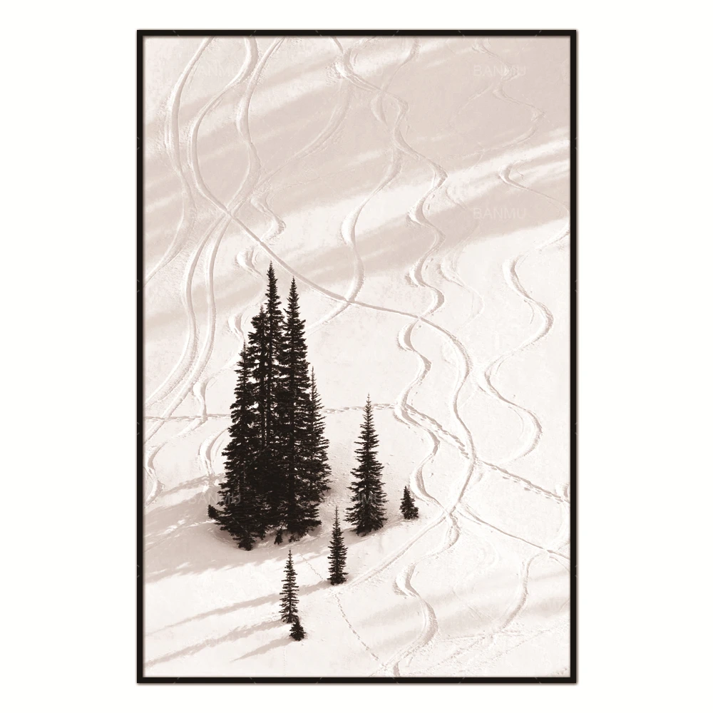 Скандинавская Картина на холсте изображение снежного дерева естественный