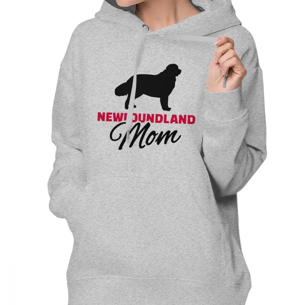 Newfoundland худи для собак Newfoundland толстовки "для мам" с длинным рукавом, графические толстовки для женщин, большой размер, хлопок, Красный пуловер, худи - Цвет: Серый