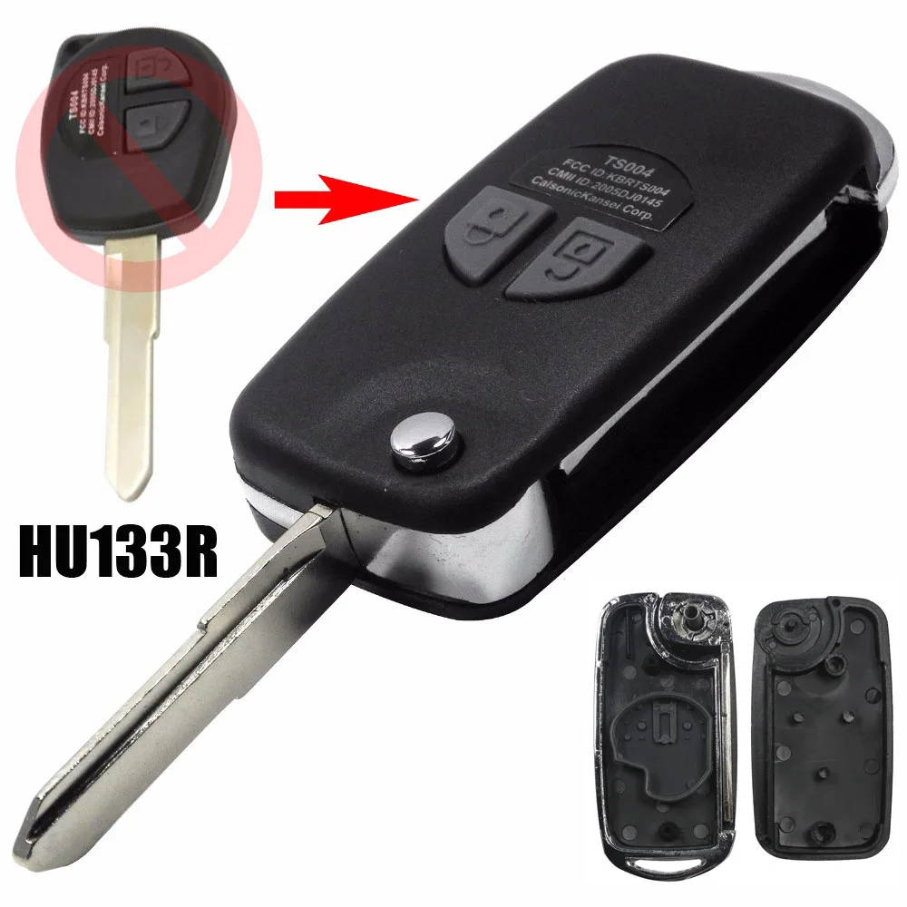 HU133R Jingyuqin модифицированный откидной складной чехол для дистанционного ключа подходит для SUZUKI SX4 Swift Кожанный чехол для ключей от SUZUKI Grand Vitara Ignis Jimny Splash Wagon R BALENO - Цвет: HU133R