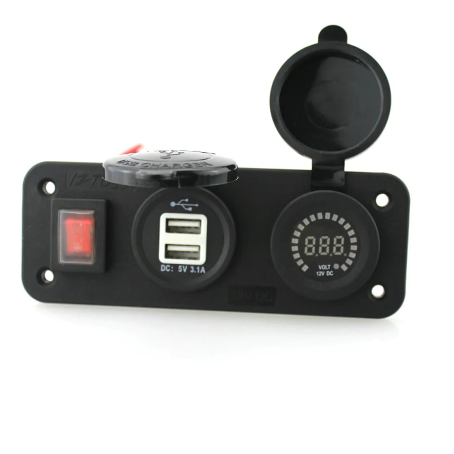 Водонепроницаемый 12V RV Морской Лодка Грузовик Мотоцикл вольтметр двойной USB