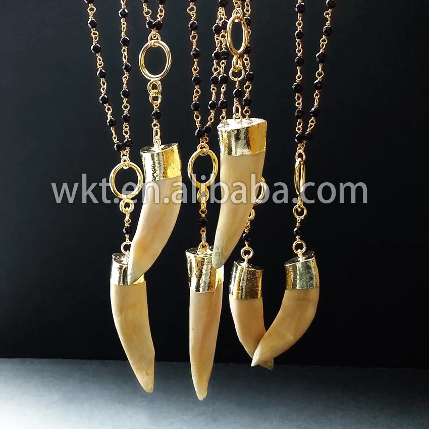 Четки и ожерелье с зубом акулы в этическом стиле покрытием из золота 24 карат по