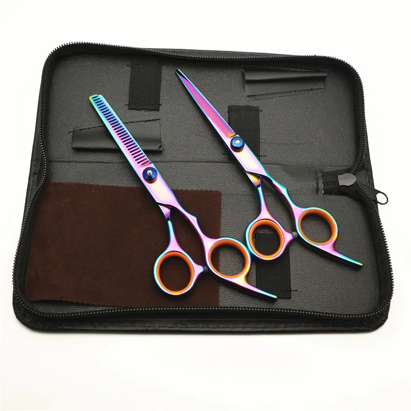 

Colorful pet hair scissors 4-piece set 7-inch curved teeth straight dog grooming shear cut dog cat
