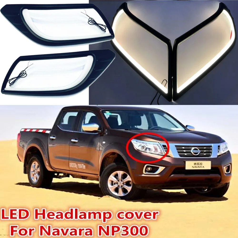 

Один комплект Автомобильный бампер головной светильник для Nissan Navara NP300 Дневной светильник автомобильные аксессуары 2014 2015 2016 год светодиодный DRL Navara туман светильник