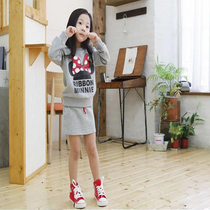 2019 комплект одежды для малышей осенняя одежда девочек костюм с юбкой бантом и