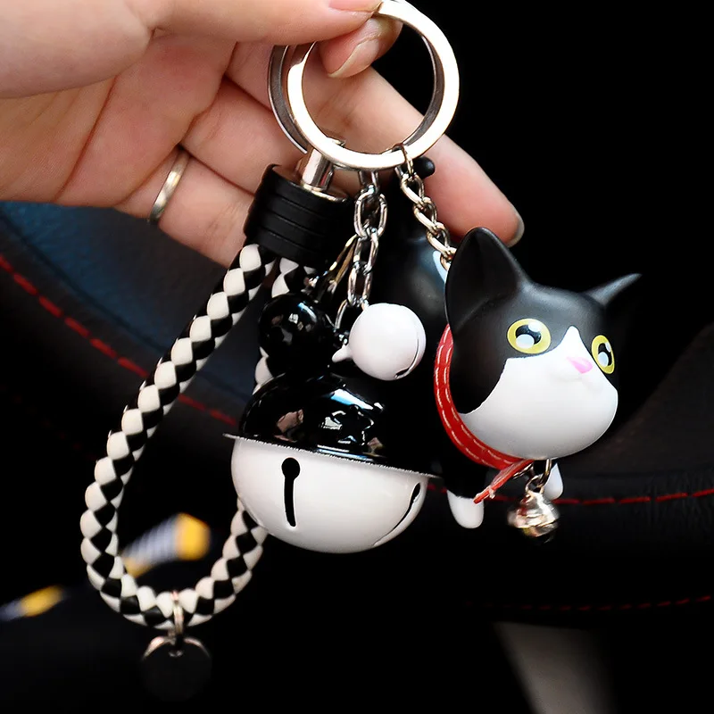 Брелок для ключей в виде милых мультяшных животных собак кошек кожаный шнур