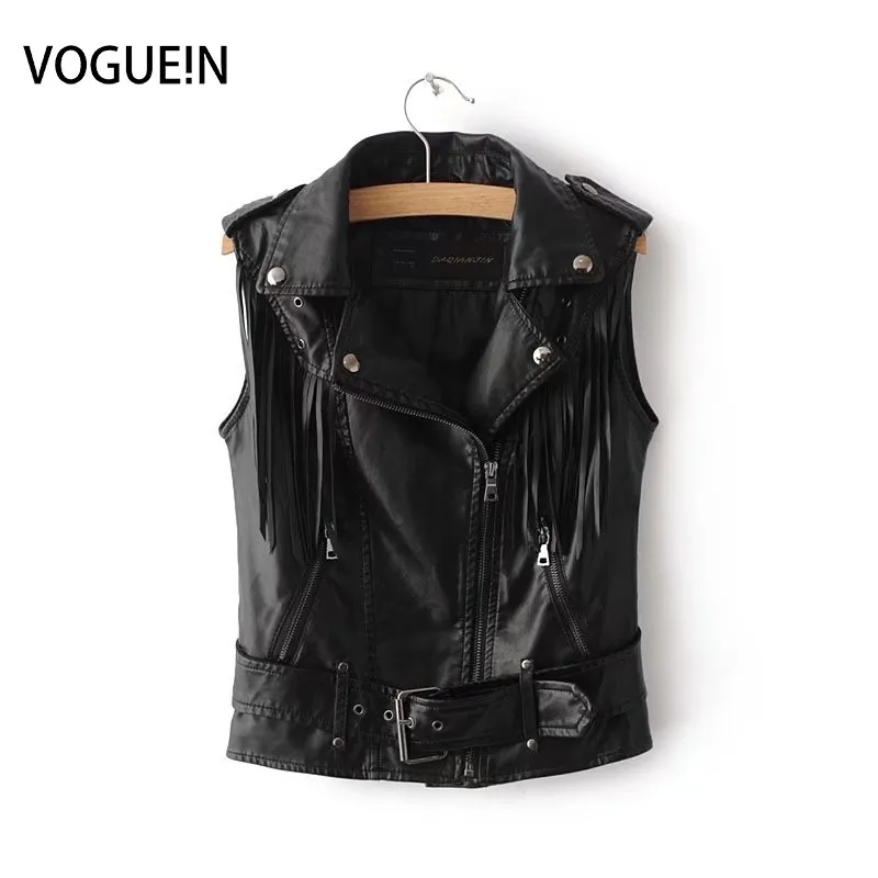 VOGUEIN новые женские из искусственной кожи черный мотоциклетный пиджак с