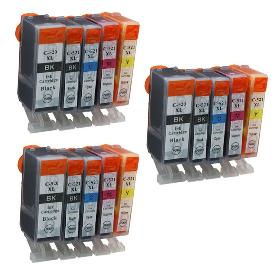 Черные картриджи PGI520 520 Замена для принтера Canon принтерам PIXMA IP3600 IP4700 MX860 MX870 MP540 MP550 MP560 MP620 MP630 - Цвет: 3BK 3PBK 3CYM