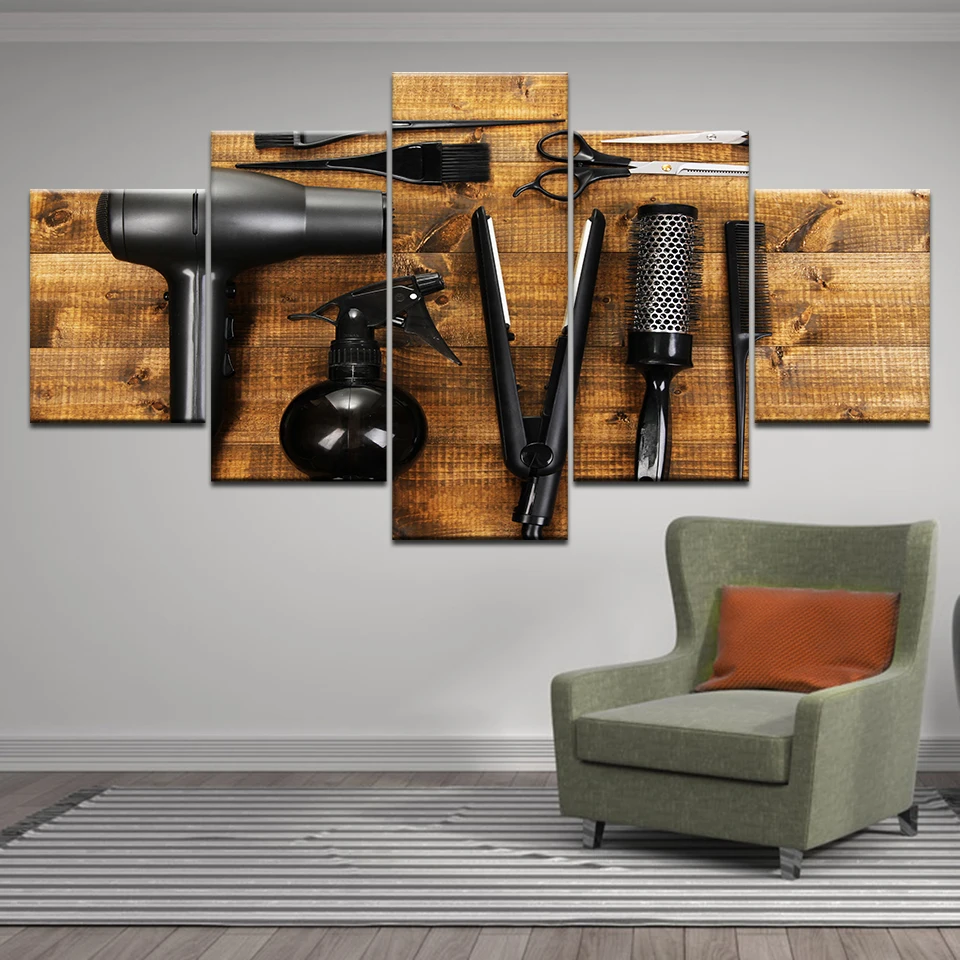 Картины на холсте фотографии домашний Декор 5 шт. парикмахерские инструменты для
