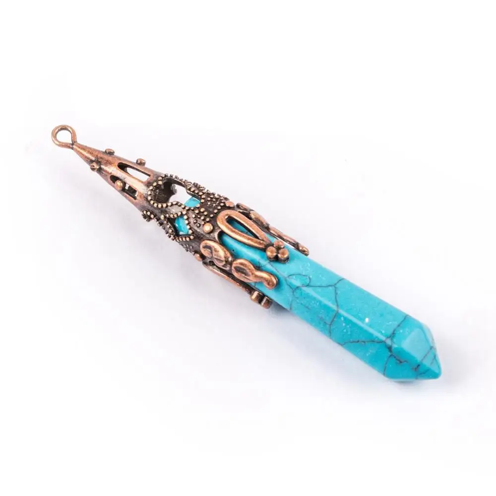 blue turquoise Ретро природные драгоценные камни подвеска в виде каменного маятника для Гадания и предсказания Wicca, на день рождения, чакра Рэйки опаловые серьги из натурального аметиста ляпис-лазурь Кулоны из нержавеющей стали - Окраска металла: blue turquoise