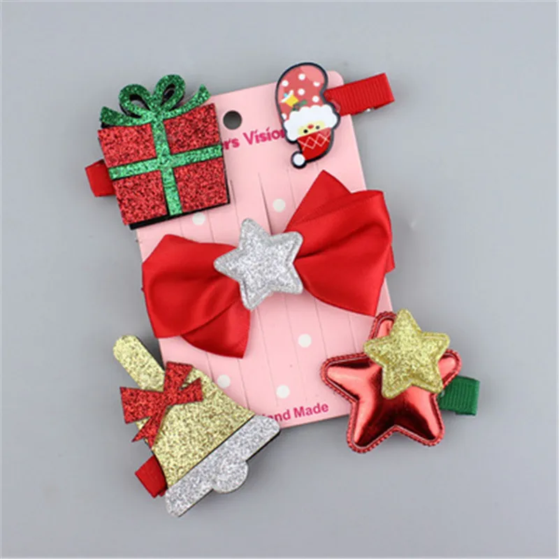 

Girls Cartoon Hair Clips Christmas Gifts Children Bow Crown Hairpin Hair Accessories Birthday Gift Ornament Wholesale Hairpins