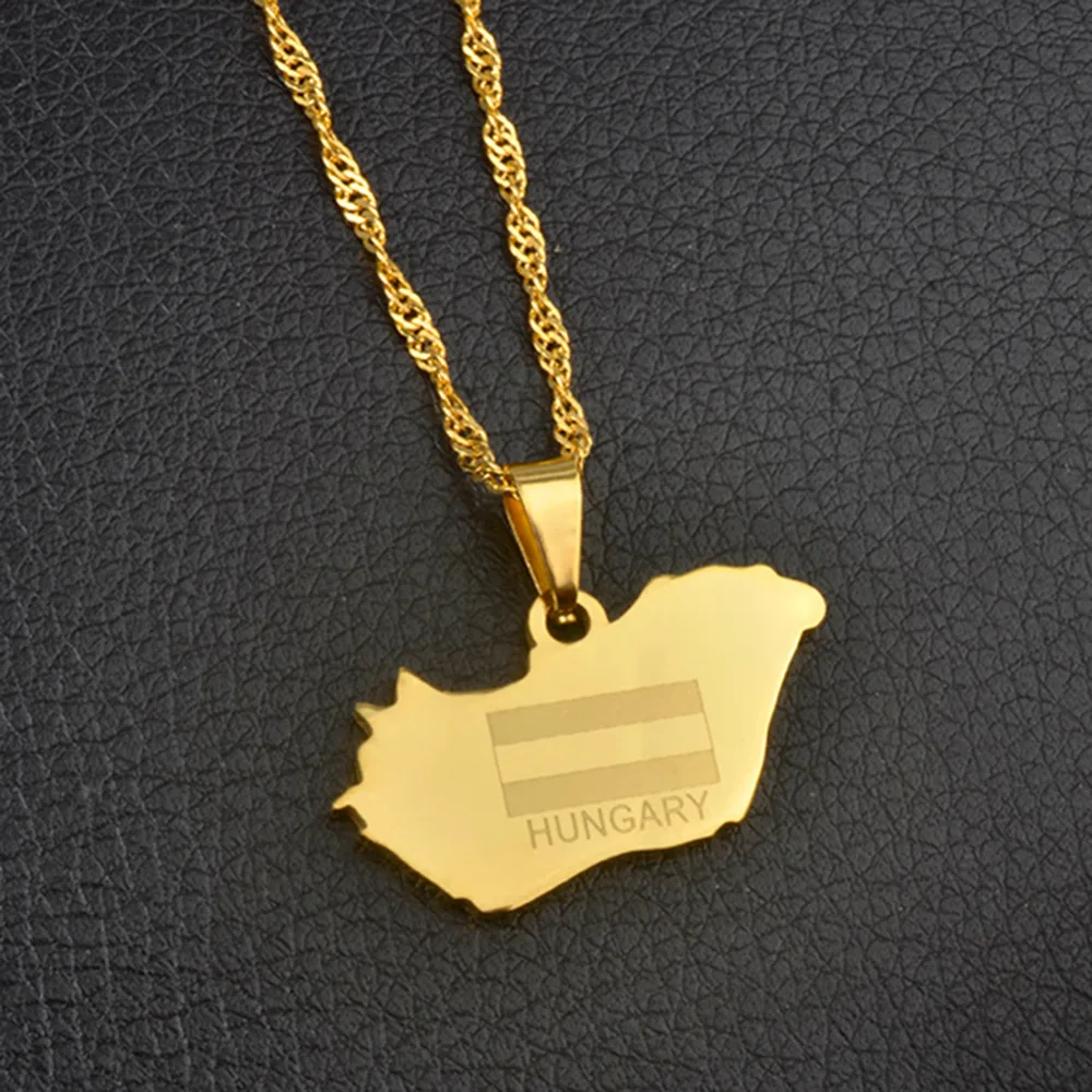 Золотой цвет Венгрия карты ожерелье кулон для женщин Карта страны Magyarorszag