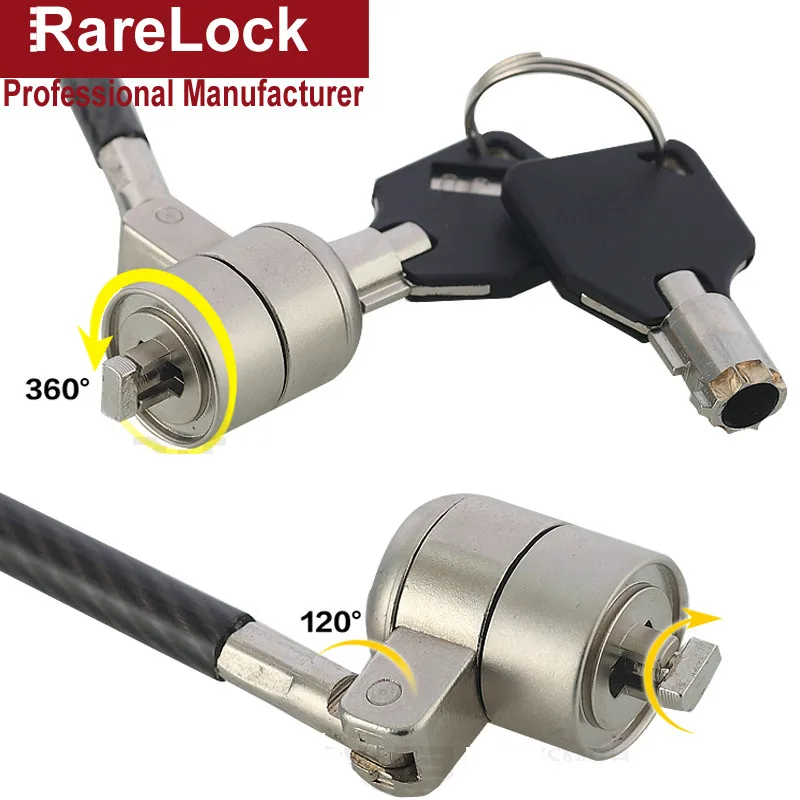 Rarelock цинковый сплав трубчатый замок для ноутбука проектор Displayer Wirerope Противоугонный замок со стойкой, база a