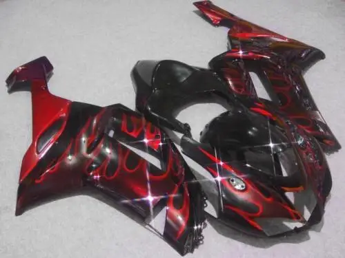 Набор обтекателей мотоцикла для KAWASAKI Ninja ZX6R 636 07 08 ZX 6R 2007 2008 zx6r ABS Red flames black
