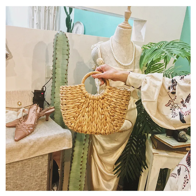 Новинка 2019 года летние сумки ручной работы Женская пляжная тканая сумка с