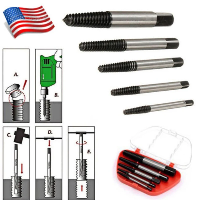 Экстрактор винтов Mainpoint 5 шт./компл. в красной коробке инструмент для удаления