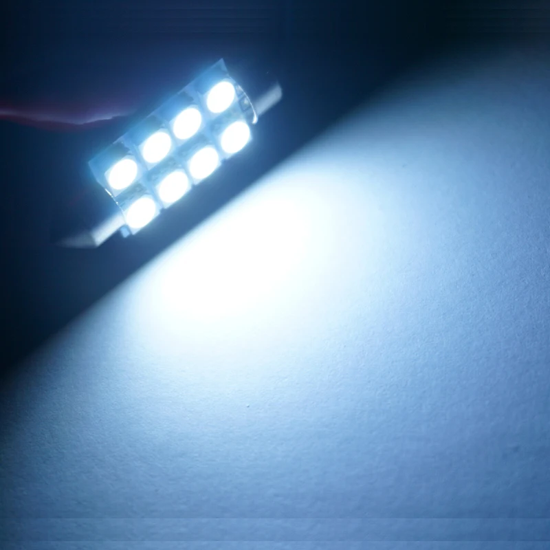 AORUNYEBAO 100X Белый Синий гирлянда 41 мм 8 LED 5050 SMD Авто C5W Купольная интерьерная лампа