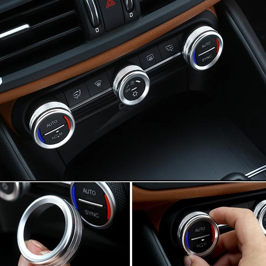 

3pcs/set Car Air Conditioner Adjust Button Switch Ring Trim Covers For Alfa Romeo Giulia 2017 Car-styling