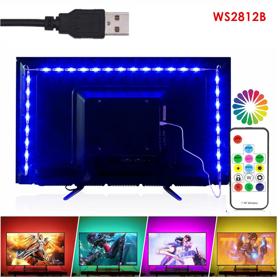 Светодиодная RGB лента WS2812B с пультом ДУ 5 В USB|Светодиодные ленты| |