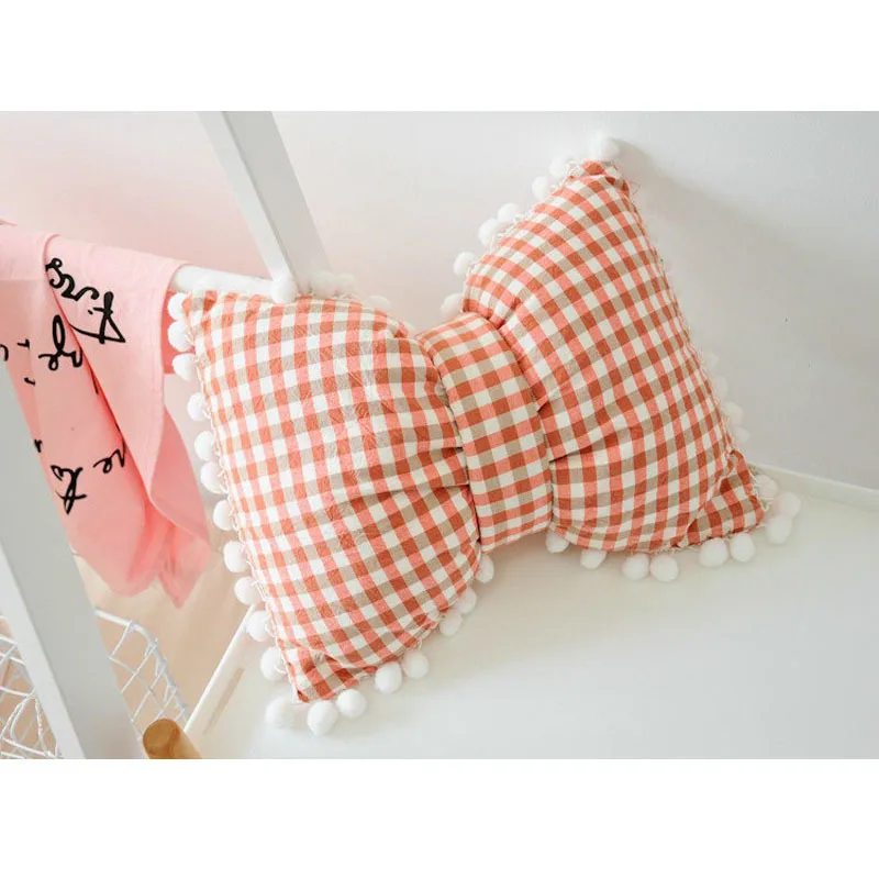 Девушка сердце красочный плед полосатый лук-узел волосы мяч Кружево Наволочки 100%