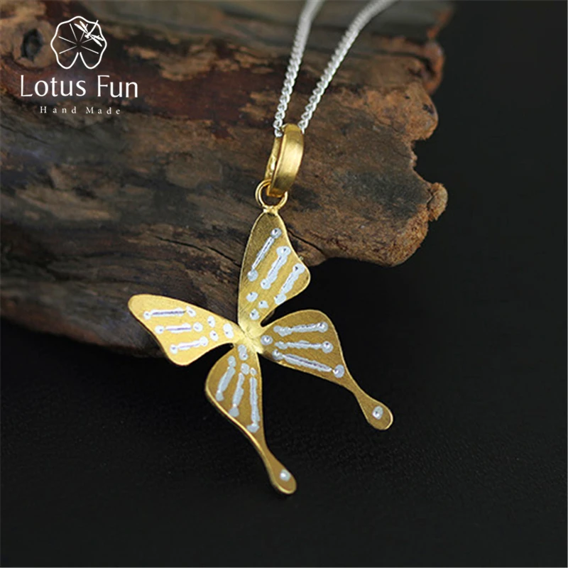 Lotus Fun реальные 925 серебро ручной работы Ювелирные украшения летают бабочки