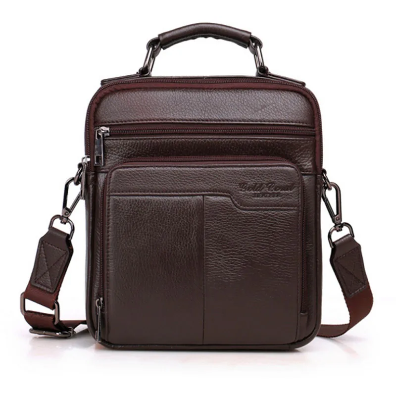 

New Men Leather First Layer Cowhide Handbag Fashion Business Crossbody Shoulder Bag Cigarette Case Wallet Bag Handbags