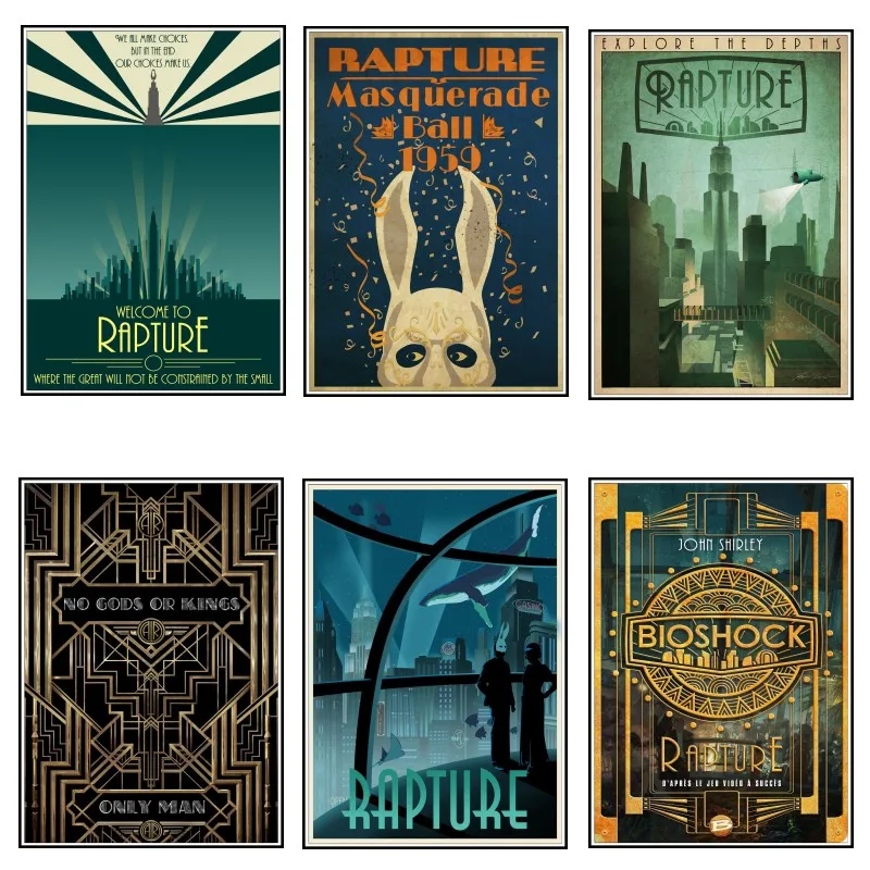 Плакат Bioshock Rapture видео игра Постеры фильма белая бумага Картина Настенная картина для гостиной украшение дома