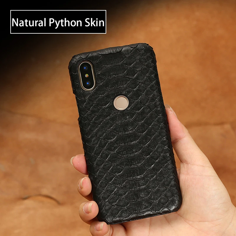 Genuine Leather Phone case For Xiaomi Mi Max 3 Mix 2S 6 8 A1 A2 Lite Natural Python Skin For Redmi Note 5 Pro 4X 5A 5 Plus