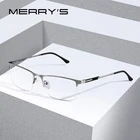 MERRY'S мужская оправа очков из титанового сплава, Мужские квадратные очки для близорукости по рецепту, мужские полуоптические очки S2064