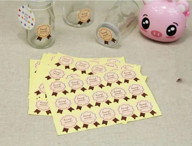 Handmade Sticker 120pc Vintage Stickers Kraft Label DIY Hand Made For Gift Cake Baking Sealing | Дом и сад