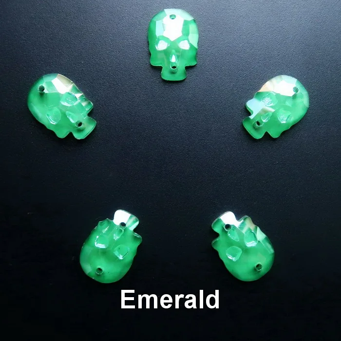 A11 Emerald Череп Форма желе карамельный цвет стекло кристалл 14 мм 18 мм 20 шт/п пришить стразы кристаллы бусины Одежда Обувь Сумки diy Обрезка - Цвет: A11 Emerald