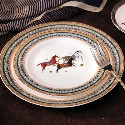 set of 2 pcs trays B Набор из 2 шт костяного фарфора обеденные тарелки набор посуды керамическая тарелка для обслуживания десертная тарелка диетическая посуда - Цвет: set of 2 pcs trays B