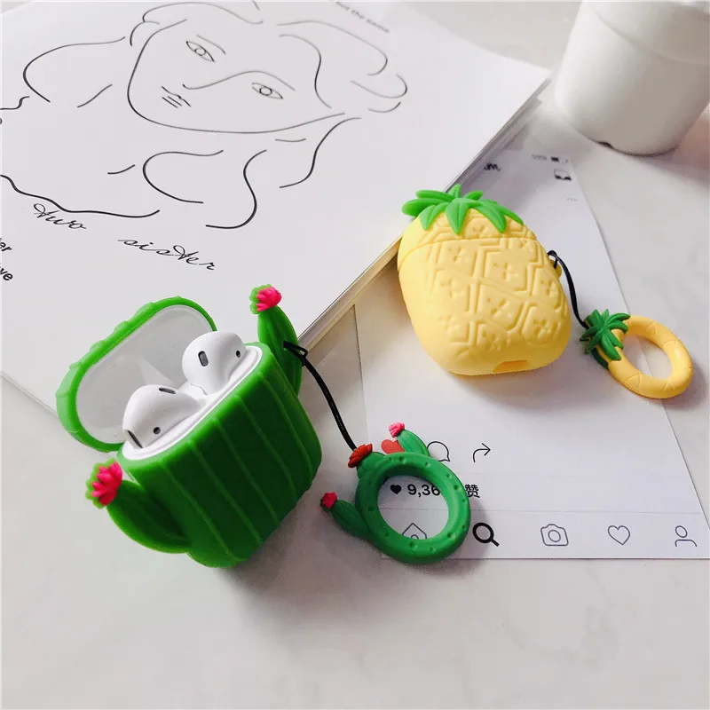 3D милое растение ананас для AirPods силиконовый чехол Insta горячий дизайн Кактус