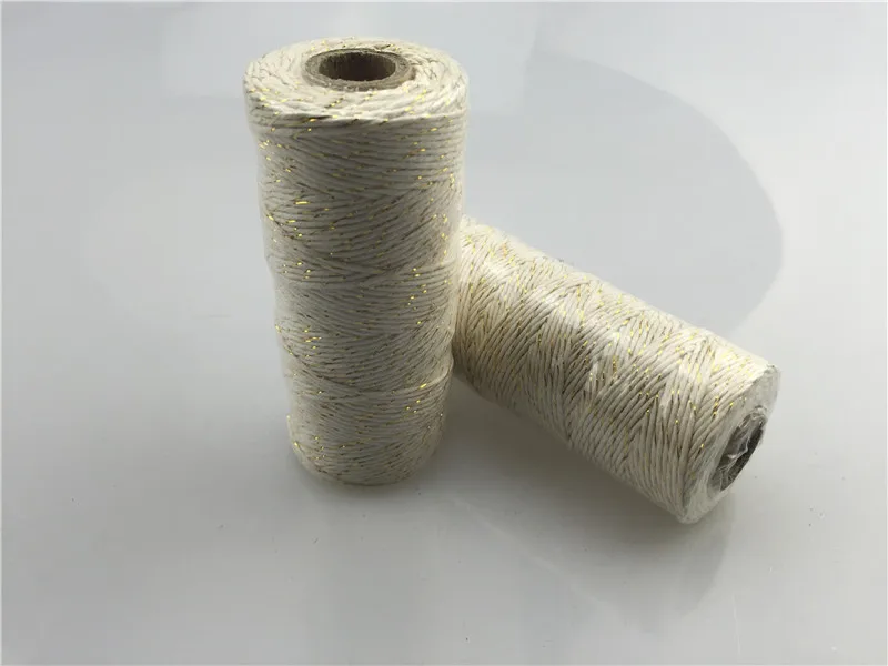 

1pc/lot (110yards/spool) 12ply Striped Metallic Gold Cotton Bakers Twine Roll Gift Wrapping Wedding Favors Hanging Decorations